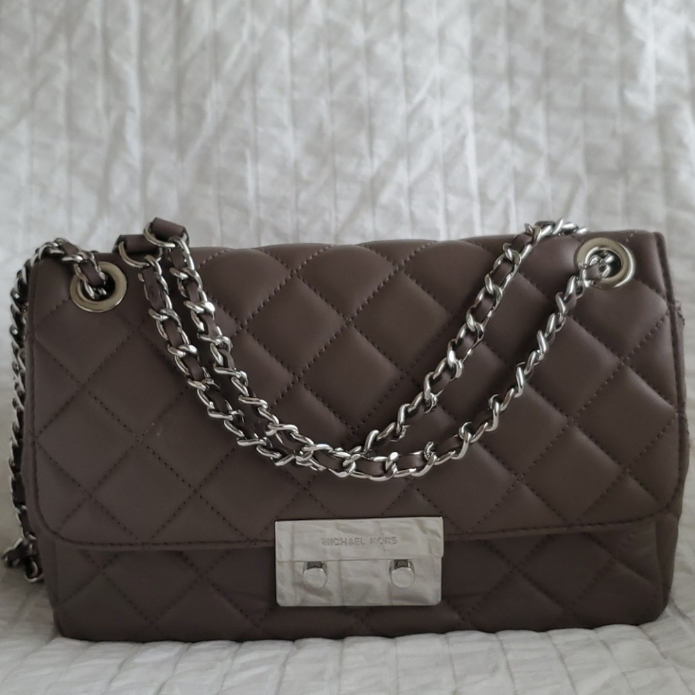 MK Michael Kors Sloan quilted shoulder bag grey